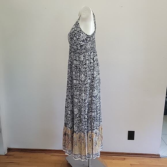 Ellen Parker Sleeveless Floral Maxi Dress V Neck Boho Cottagecore Hippie Peasant - Picture 2 of 9